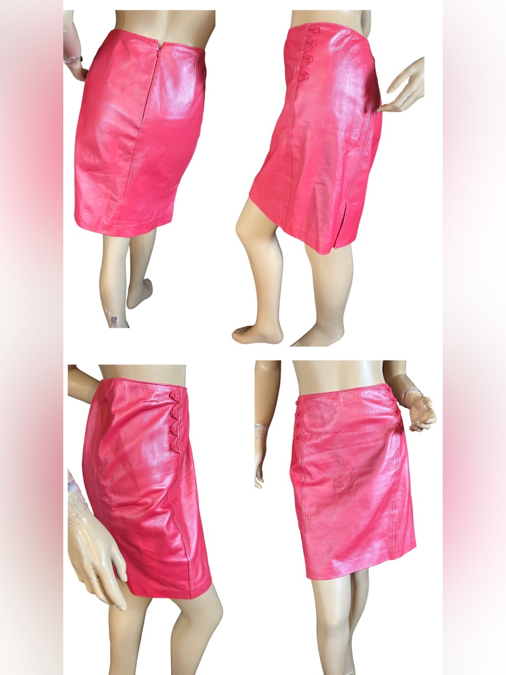 VINTAGE Y2K CACHE PINK LEATHER MINI SKIRT & BLAZER SET (10) - Picture 7 of 14